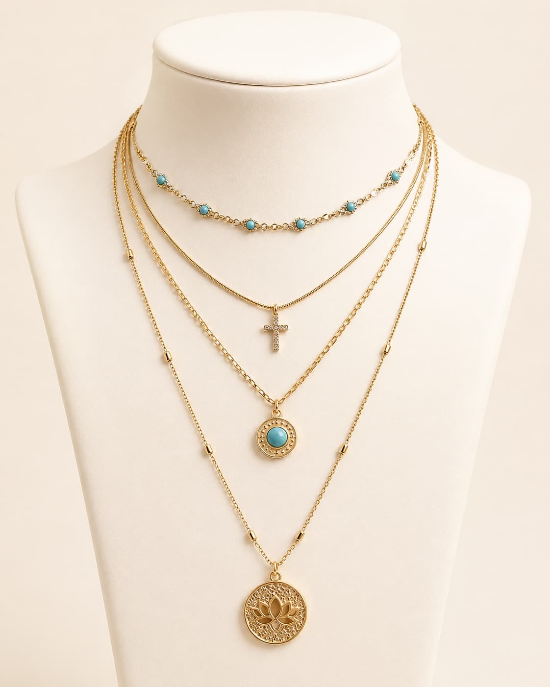 Layered Cross Pendant Necklace 2