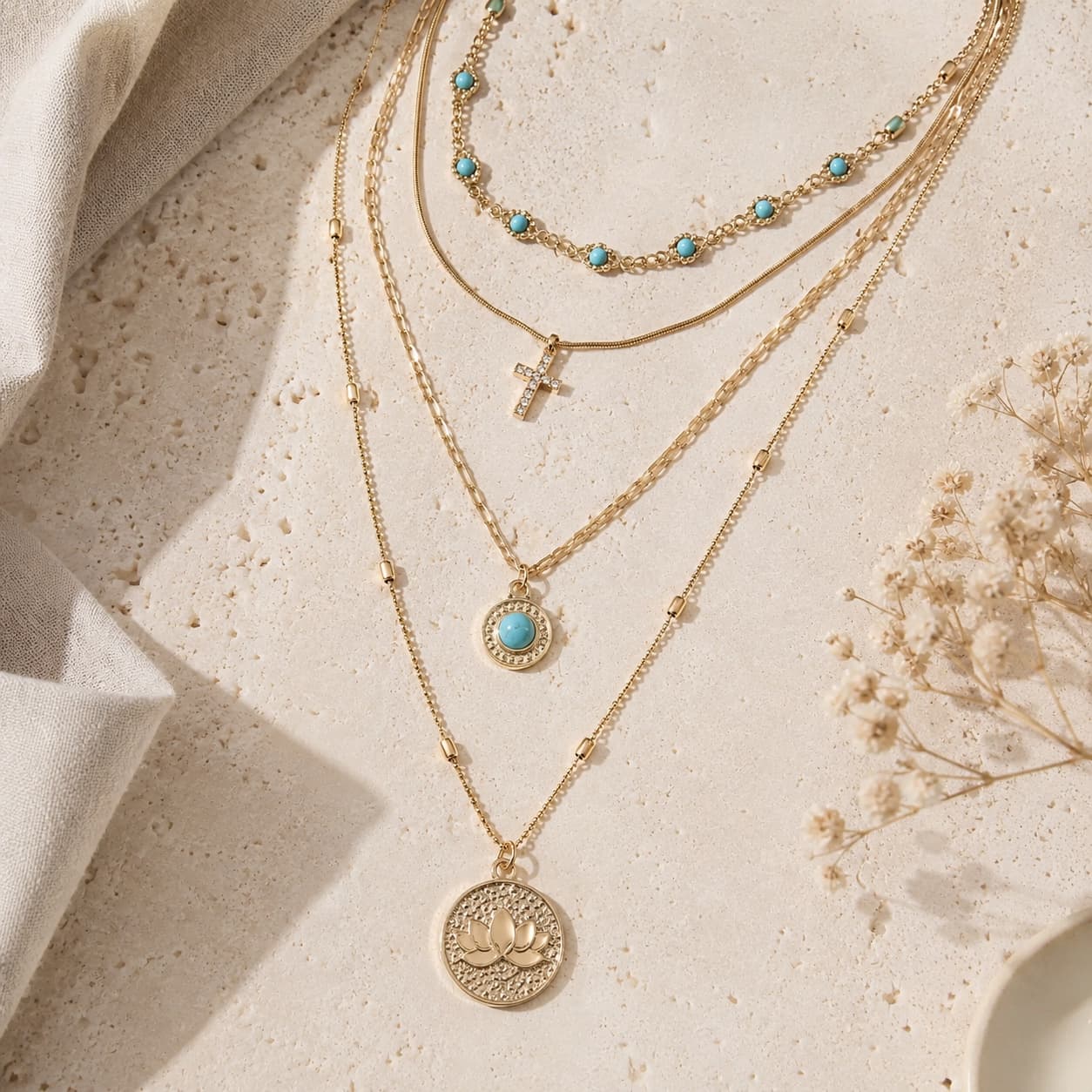 Layered Cross Pendant Necklace 3