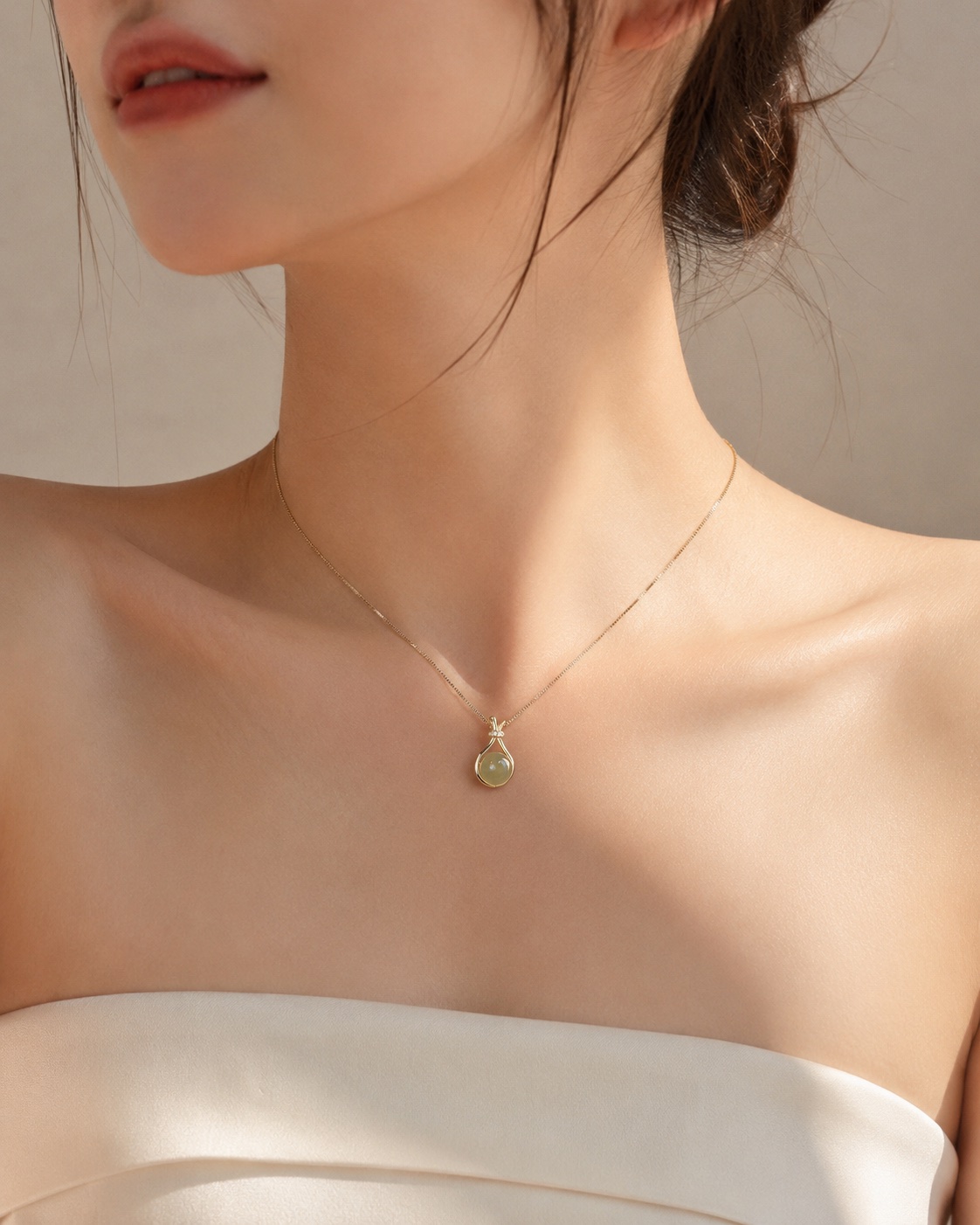 Pear Pearl Necklace styled in context