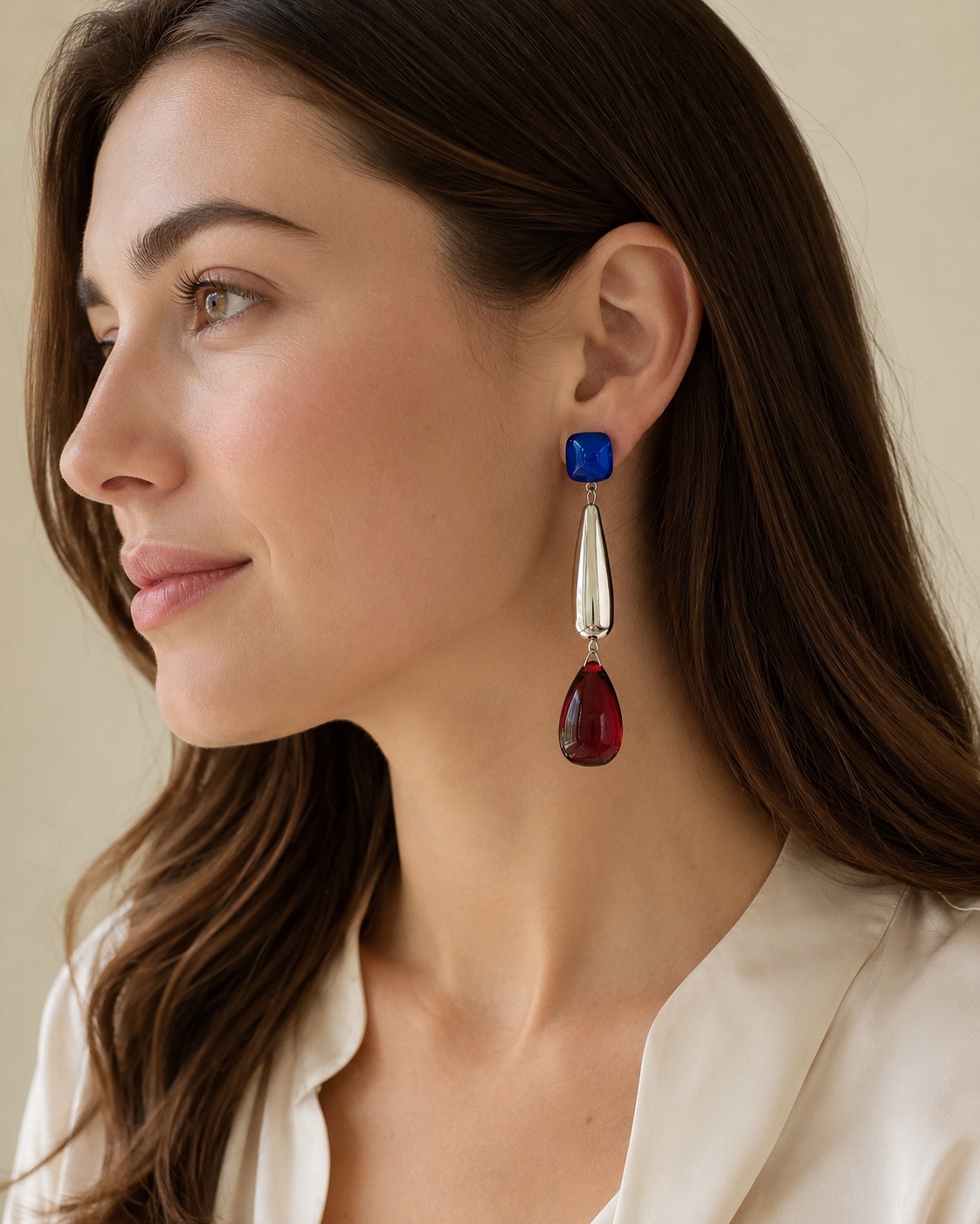Acrylic Water Drop Pendant Earrings styled in context